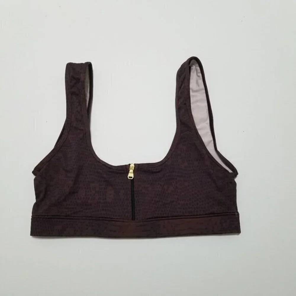 Varley Snake Print Animal Print Unlined Zip Up Sports Bra Size S